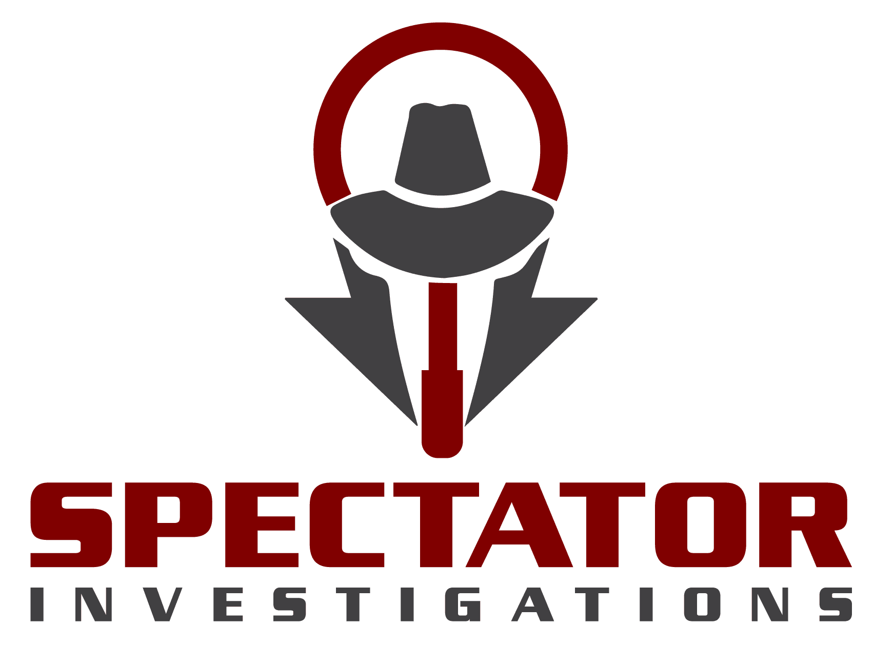 A red and black logo for spectator vestigation