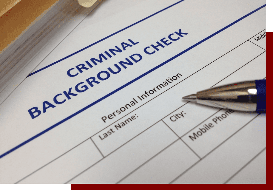A close up of the criminal background check form